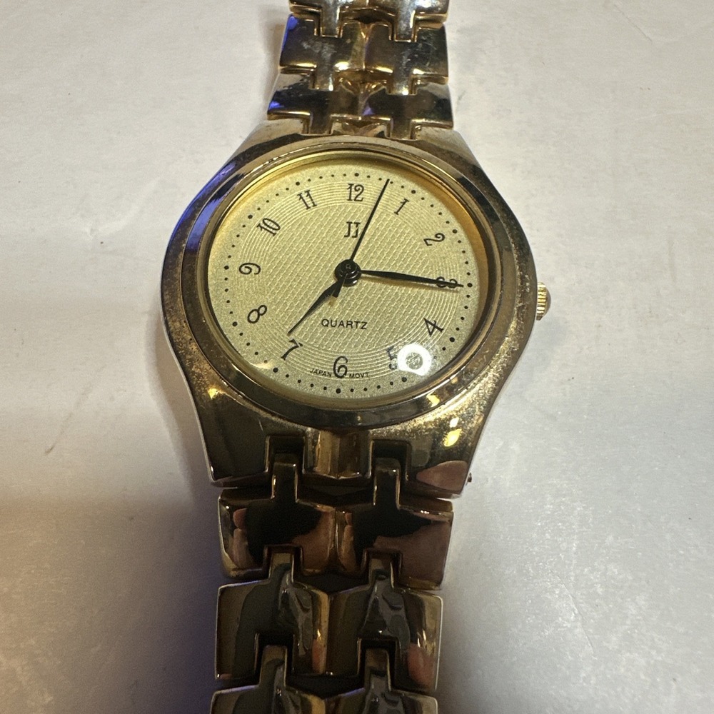 Vintage Jules Jurgensen Gold Tone Men's 35mm Quartz Watch Bracelet Band
